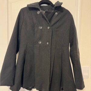 Elegant Black Double-Breasted Pea Coat